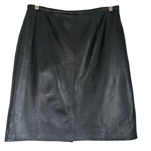 Y2K Vintage Black Leather A Line Mini Skirt Size 12